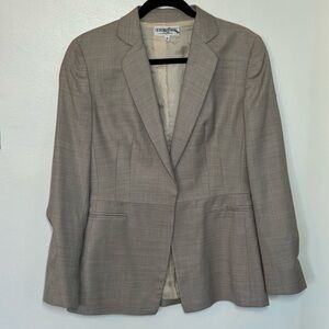 Giorgio Armani Taupe Plaid Tailored Blazer